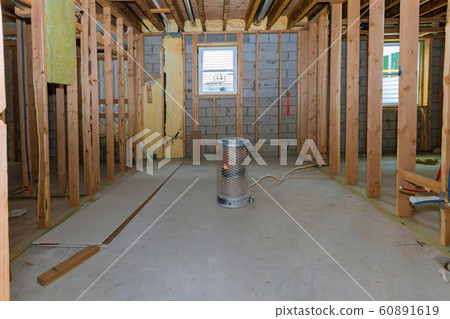 Interior frame of a basement new house under 60891619