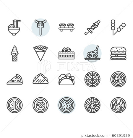 International food icon and symbol set in outline International food icon and symbol set in outline 60891929