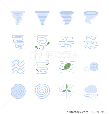 Tornado icon and symbol set in flat design 60891952