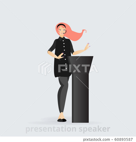 Cartoon beautiful smiling Woman speaker giving 60893587