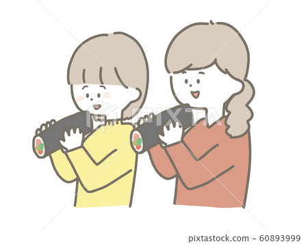 Woman eating Ehomaki Woman eating Ehomaki 60893999