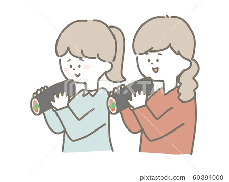 Woman eating Ehomaki Woman eating Ehomaki 60894000