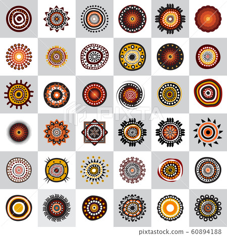 Set of aboriginal art dots painting icon design 60894188