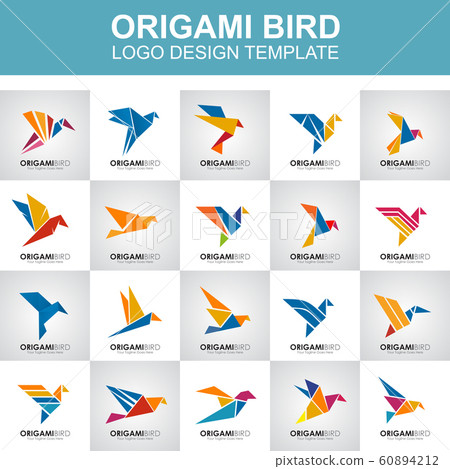 Origami bird icon logo design template 60894212