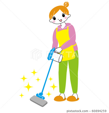Vacuum cleaner woman character colorful simple fashionable 60894259