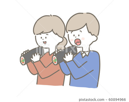 Family eating Ehomaki Family eating Ehomaki 60894966