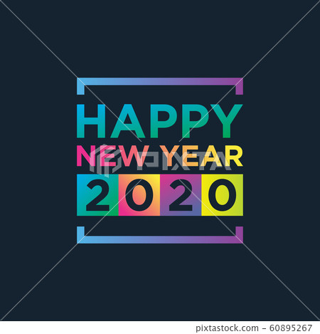 Happy new year 2020 simple colorful, dark 60895267