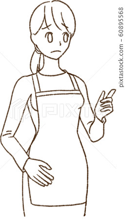 圍裙檢查傷心的女人 60895568