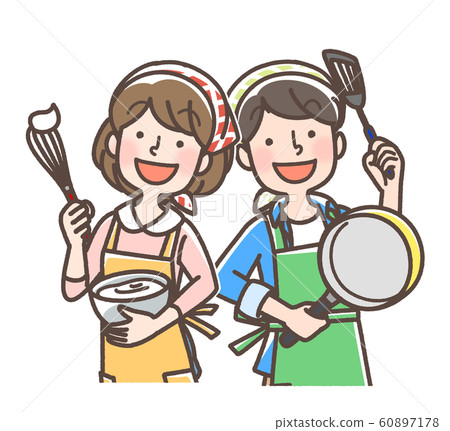 Cooking boy girl triangle check 60897178