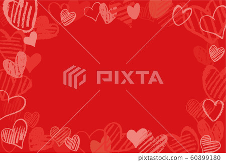情人節卡紅色手繪風格心框架沒有字母 60899180