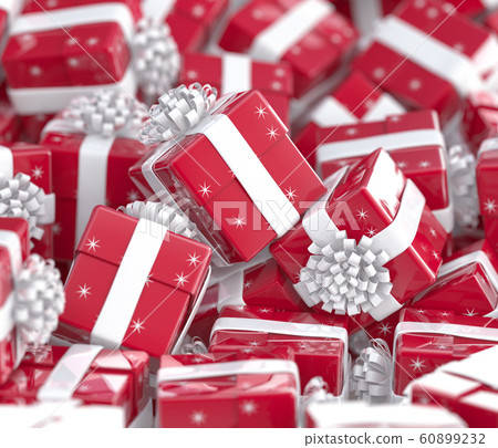 Christmas gift boxes with bows and ribbons. Festive background Christmas gift boxes with bows and ribbons. Festive background 60899232