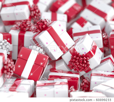 Christmas gift boxes with bows and ribbons. Festive background Christmas gift boxes with bows and ribbons. Festive background 60899233