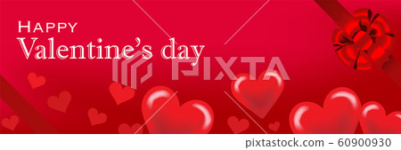 Valentine's Day background material ribbon and heart red landscape-with text Valentine's Day background material ribbon and heart red landscape-with text 60900930