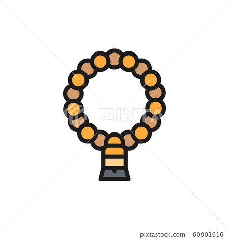 Natural muslim rosary flat color line icon. Isolated on white background Natural muslim rosary flat color line icon. Isolated on white background 60901616