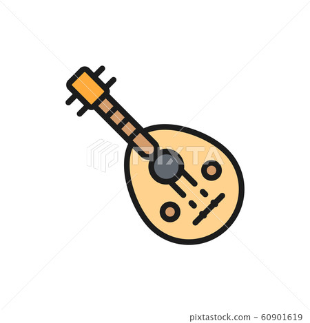 Oud, arab traditional music instrument flat color line icon. Oud, arab traditional music instrument flat color line icon. 60901619