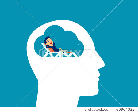 Relaxing in deckchair. Person relax concept, Flat Relaxing in deckchair. Person relax concept, Flat 60904022