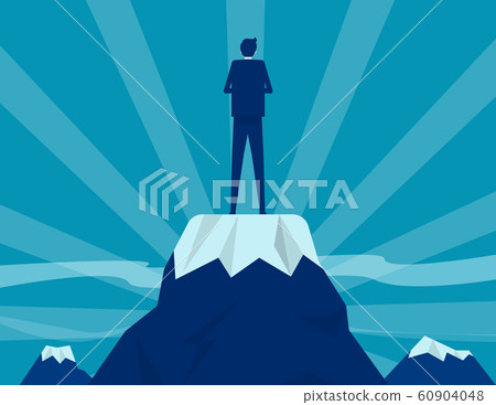 Successful businessman standing on mountain and - Stock Illustration ...