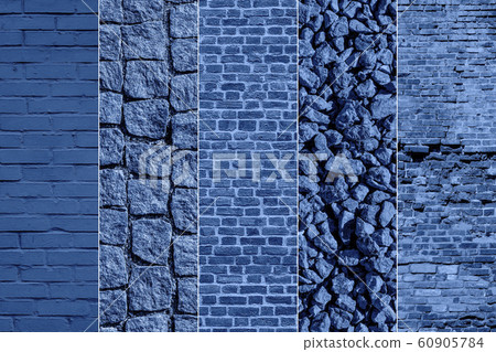 Blue cobblestone sidewalk texture collage. 60905784