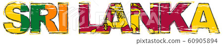 Text SRI LANKA with national flag under it, 60905894
