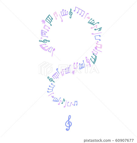 The question mark is written in musical notes. 60907677