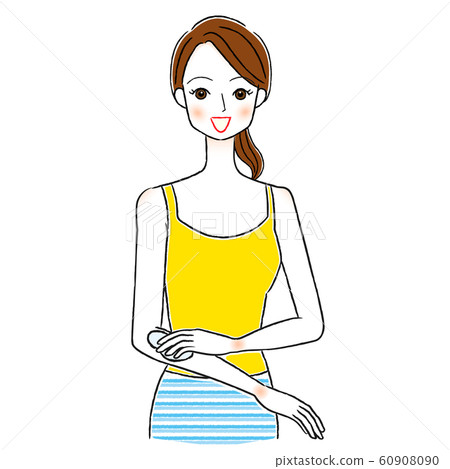 一個女人應用奶油美容的插圖 60908090