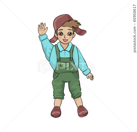 The boy is calling or greeting. Vector character on white background The boy is calling or greeting. Vector character on white background 60908617