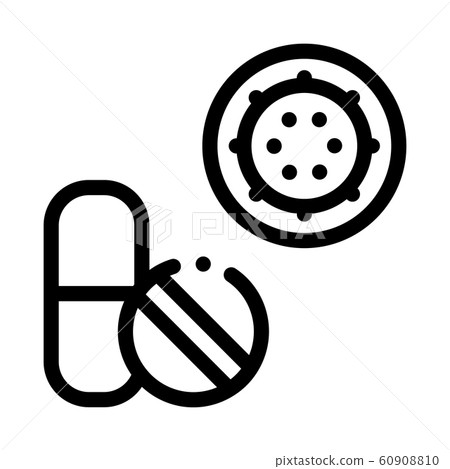 Pills And Virus Icon Vector Outline Illustration Pills And Virus Icon Vector Outline Illustration 60908810