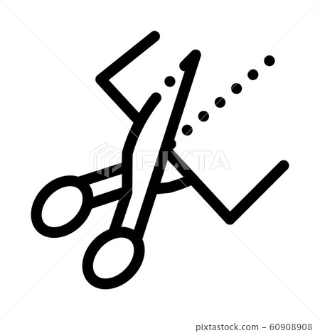 Scissors Cutting Icon Vector Outline Illustration 60908908