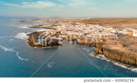 Aerial view of El Cotillo bay, fuerteventura. Canary islands Aerial view of El Cotillo bay, fuerteventura. Canary islands 60909214