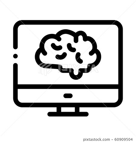 Brain On Display Icon Vector Outline Illustration Brain On Display Icon Vector Outline Illustration 60909504