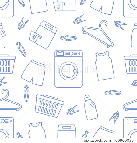 Vector Pattern Laundry service Washing clothes 60909856