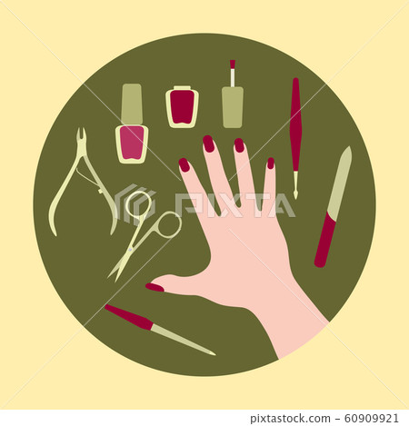 Manicure tools, hand, nail polish Beauty salon. 60909921