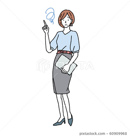 一個女人在做點手勢全身圖 60909968