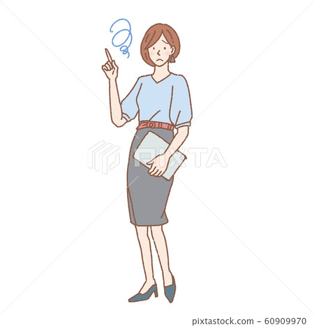 一個女人在做點手勢全身圖 60909970