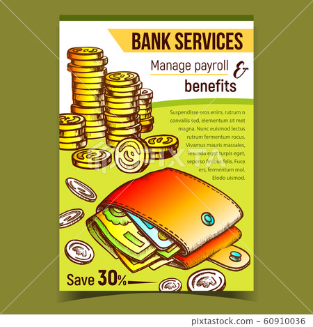 Bank Services Financial Advertising Banner Vector Bank Services Financial Advertising Banner Vector 60910036