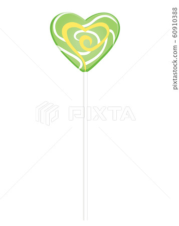 Green heart-shaped lollipop with a whirlpool&hellip; - Stock Illustration