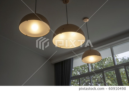 Suspended ceiling lamp sorted in a row, vintage Suspended ceiling lamp sorted in a row, vintage 60910498