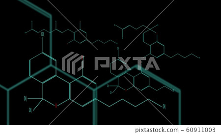 A group of cannabinoid molecules. Black and green A group of cannabinoid molecules. Black and green 60911003