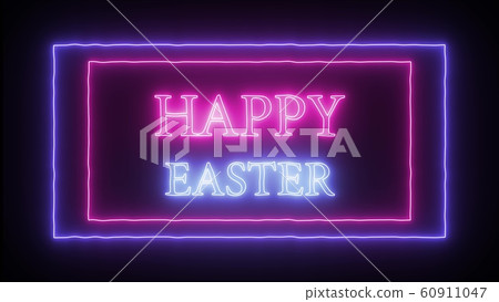 Neon sign Happy Easter 60911047