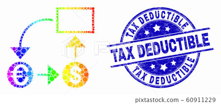 Vector Spectrum Dot Currency Conversion Scheme Icon and Distress Tax Deductible Seal 60911229