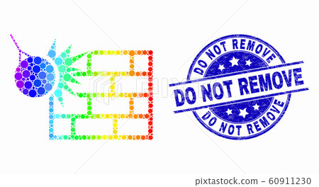 Vector Bright Pixelated Crush the Wall Icon and Grunge Do Not Remove Seal 60911230