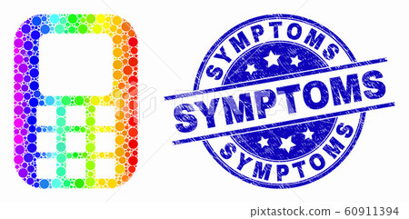 Vector Bright Dotted Cellphone Icon and Scratched Symptoms Watermark 60911394