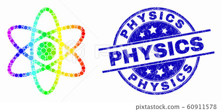 Vector Spectral Dotted Atom Model Icon and Distress Physics Watermark 60911578