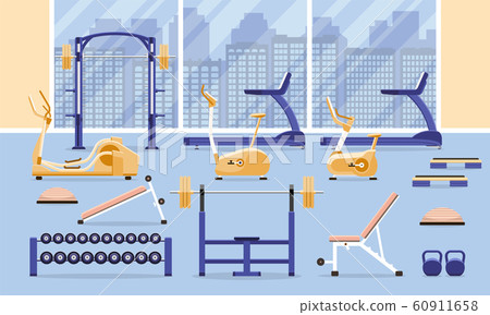 Sport fitness gym interior workout equipment. Sport fitness gym interior workout equipment. 60911658