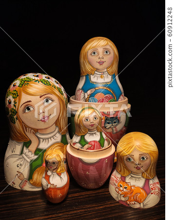 Matryoshka doll, Russian doll, Russian nesting doll, stacking dolls, wooden dolls. 60912248