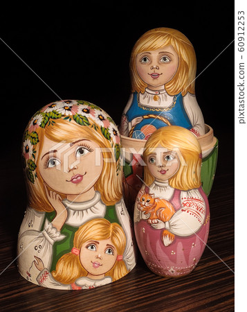Matryoshka doll, Russian doll, Russian nesting doll, stacking dolls, wooden dolls. Matryoshka doll, Russian doll, Russian nesting doll, stacking dolls, wooden dolls. 60912253