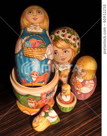 Matryoshka doll, Russian doll, Russian nesting doll, stacking dolls, wooden dolls. Matryoshka doll, Russian doll, Russian nesting doll, stacking dolls, wooden dolls. 60912258