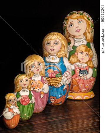 Matryoshka doll, Russian doll, Russian nesting doll, stacking dolls, wooden dolls. Matryoshka doll, Russian doll, Russian nesting doll, stacking dolls, wooden dolls. 60912262