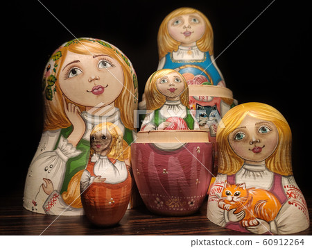 Matryoshka doll, Russian doll, Russian nesting doll, stacking dolls, wooden dolls. Matryoshka doll, Russian doll, Russian nesting doll, stacking dolls, wooden dolls. 60912264