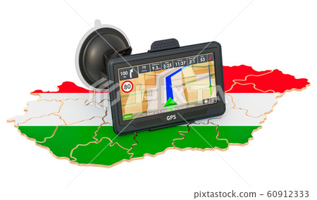 GPS navigation in Hungary, 3D rendering GPS navigation in Hungary, 3D rendering 60912333